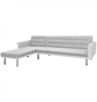 Kampinė sofa lova, 218x155x69 cm, baltos ir pilkos spalvos - Minkšti kampai - 1