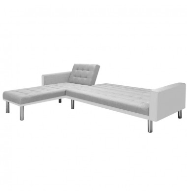 Kampinė sofa lova, 218x155x69 cm, baltos ir pilkos spalvos - Minkšti kampai - 3