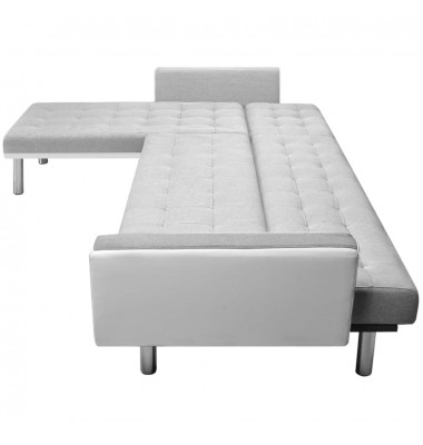 Kampinė sofa lova, 218x155x69 cm, baltos ir pilkos spalvos - Minkšti kampai - 6