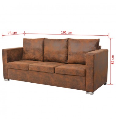  Trivietė sofa, 191x73x82cm, dirbtinė zomšos oda - Sofos, sofos-lovos - 5