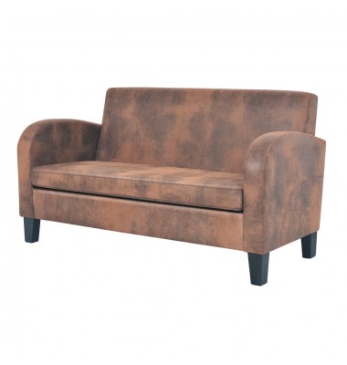  Dvivietė sofa, dirbtinė zomšos oda, ruda - Sofos, sofos-lovos - 1