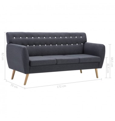  Trivietė sofa, audinio apmušalas, 172x70x82cm, tamsiai pilka - Sofos, sofos-lovos - 8