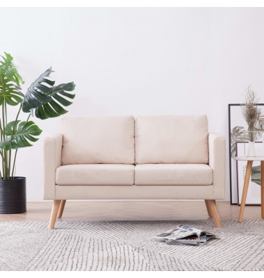  Dvivietė sofa, kreminės spalvos, audinys - Sofos, sofos-lovos - 1