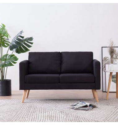  Dvivietė sofa, juoda, audinys - Sofos, sofos-lovos - 1