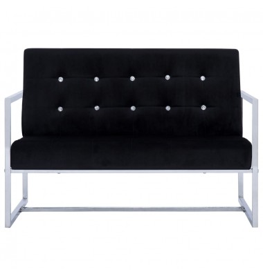  Dvivietė sofa su porankiais, juodos sp., chromas ir aksomas - Sofos, sofos-lovos - 3