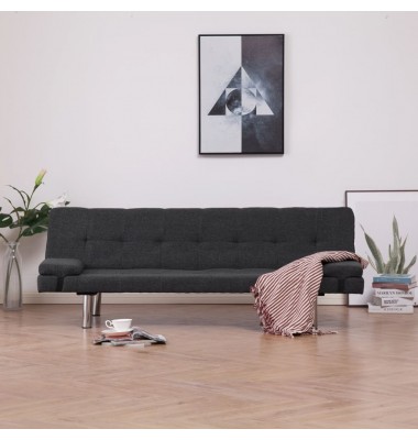  Sofa-lova su dviem pagalvėm, tams. pilkos sp., poliesteris - Sofos, sofos-lovos - 1