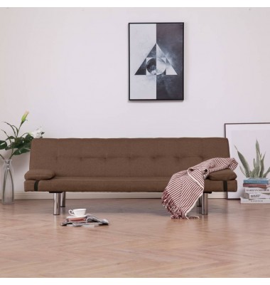  Sofa-lova su dviem pagalvėm, rudos spalvos, poliesteris - Sofos, sofos-lovos - 1