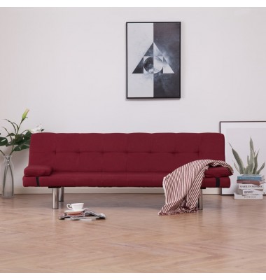  Sofa-lova su dviem pagalvėm, raud. vyno spalvos, poliesteris - Sofos, sofos-lovos - 1