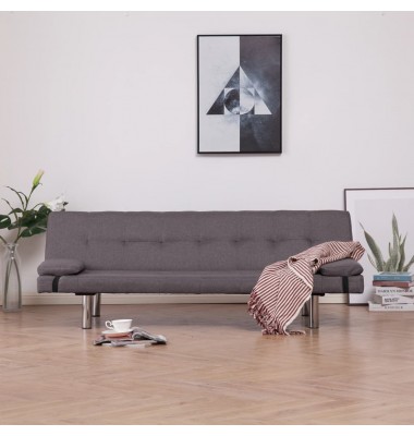  Sofa-lova su dviem pagalvėm, taupe spalvos, poliesteris - Sofos, sofos-lovos - 1