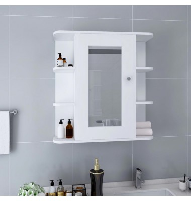  Vonios kambario spintelė su veidrodžiu, balta, 66x17x63cm, MDF - Vonios spintelės, veidrodžiai - 1