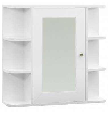 Vonios kambario spintelė su veidrodžiu, balta, 66x17x63cm, MDF - Vonios spintelės, veidrodžiai - 2