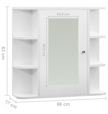  Vonios kambario spintelė su veidrodžiu, balta, 66x17x63cm, MDF - Vonios spintelės, veidrodžiai - 9