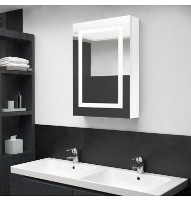  Veidrodinė vonios spintelė su LED, balta, 50x13x70cm, blizgi - Vonios spintelės, veidrodžiai - 1