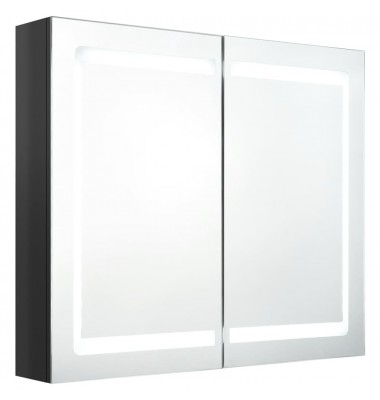  Veidrodinė vonios spintelė su LED apšvietimu, juoda, 80x12x68cm - Vonios spintelės, veidrodžiai - 2