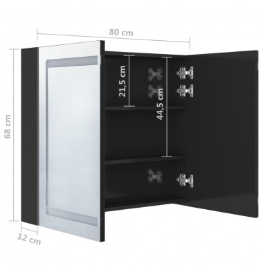  Veidrodinė vonios spintelė su LED apšvietimu, juoda, 80x12x68cm - Vonios spintelės, veidrodžiai - 8