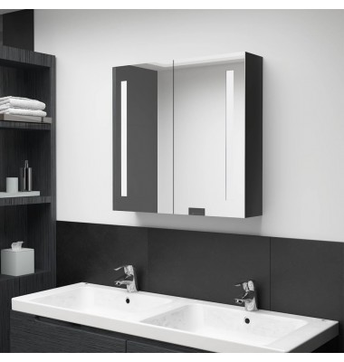  Veidrodinė vonios spintelė su LED apšvietimu, juoda, 62x14x60cm - Vonios spintelės, veidrodžiai - 1