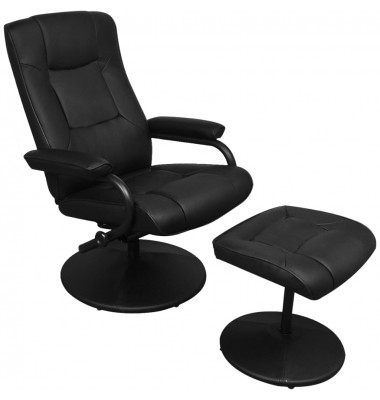  Televizoriaus krėslas su pakoja, juodas, dirbtinė oda  - Foteliai, krėslai - 1