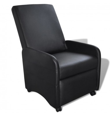  Krėslas, juodas, dirbtinė oda, sulankstomas - Foteliai, krėslai - 1