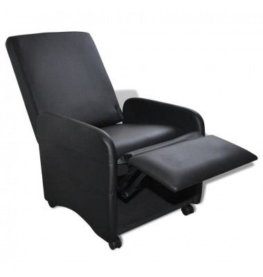  Krėslas, juodas, dirbtinė oda, sulankstomas - Foteliai, krėslai - 2