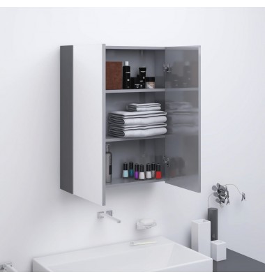  Veidrodinė vonios spintelė, pilka, 60x15x75cm, MDF, blizgi - Vonios spintelės, veidrodžiai - 1