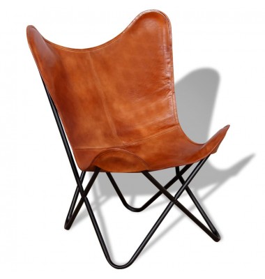 Išskleidžiama kėdė, ruda, tikra oda - Foteliai, krėslai - 1