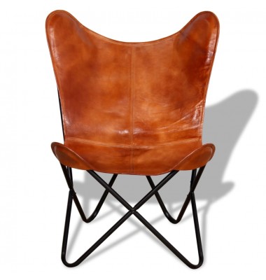Išskleidžiama kėdė, ruda, tikra oda - Foteliai, krėslai - 3