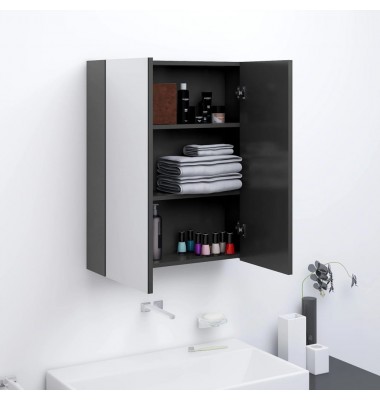  Veidrodinė vonios spintelė, pilkos spalvos, 60x15x75cm, MDF - Vonios spintelės, veidrodžiai - 1