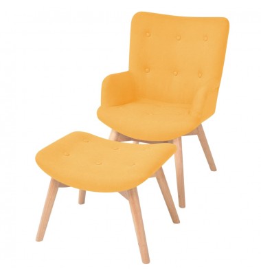  Krėslas su pakoja, geltonas, audinys - Foteliai, krėslai - 1
