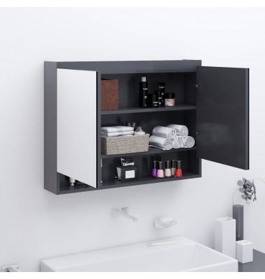  Veidrodinė vonios spintelė, pilkos spalvos, 80x15x60cm, MDF - Vonios spintelės, veidrodžiai - 1