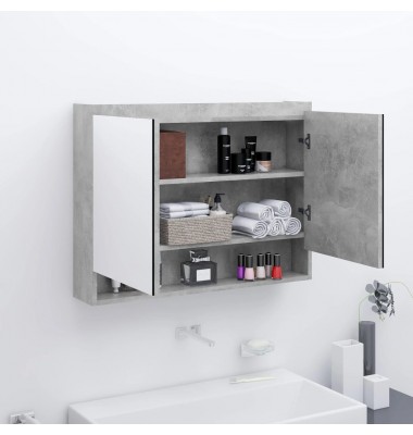  Veidrodinė vonios spintelė, betono pilka, 80x15x60cm, MDF - Vonios spintelės, veidrodžiai - 1