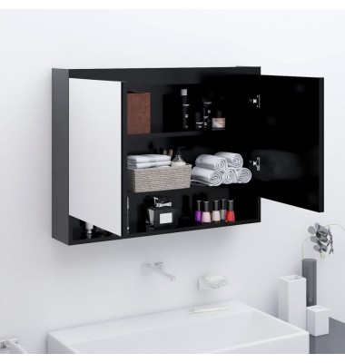  Veidrodinė vonios spintelė, antracito spalvos, 80x15x60cm, MDF - Vonios spintelės, veidrodžiai - 1