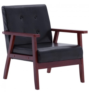 Krėslas, juodos spalvos, dirbtinė oda - Foteliai, krėslai - 1