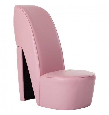  Aukštakulnio formos kėdė, rožinės spalvos, dirbtinė oda - Foteliai, krėslai - 1