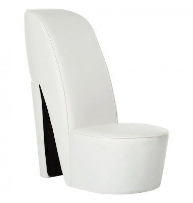  Aukštakulnio formos kėdė, baltos spalvos, dirbtinė oda - Foteliai, krėslai - 1