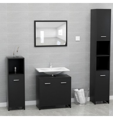  Vonios kambario baldų komplektas, juodos spalvos, MDP - Vonios baldų komplektai - 1