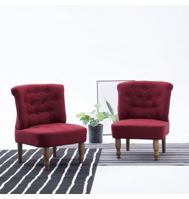 Prancūziško stiliaus kėdės, 2vnt., raud. vyno sp., audinys - Foteliai, krėslai - 1