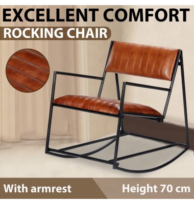  Supama kėdė, rudos spalvos, tikra oda - Supamos kėdės - 2