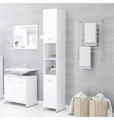 Vonios kambario spintelė, baltos spalvos, 30x30x183,5cm, MDP - Vonios spintelės, veidrodžiai - 1