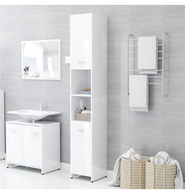 Vonios kambario spintelė, balta, 30x30x183,5cm, MDP, blizgi - Vonios spintelės, veidrodžiai - 1