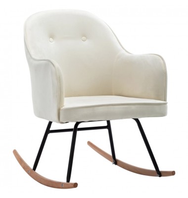Supama kėdė, kreminės baltos spalvos, aksomas - Supamos kėdės - 1