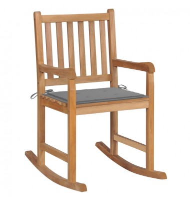  Supama kėdė su pilka pagalvėle, tikmedžio masyvas - Supamos kėdės - 1
