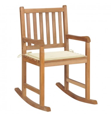  Supama kėdė su kremine pagalvėle, tikmedžio masyvas - Supamos kėdės - 1