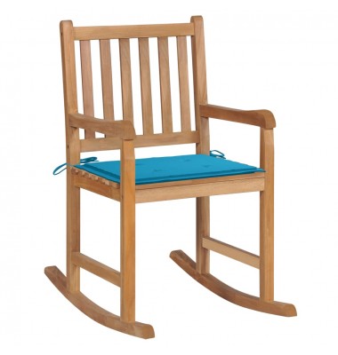  Supama kėdė su mėlyna pagalvėle, tikmedžio masyvas - Supamos kėdės - 1