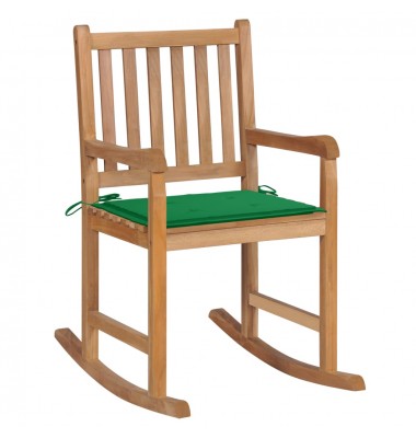  Supama kėdė su žalia pagalvėle, tikmedžio masyvas - Supamos kėdės - 1