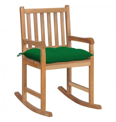  Supama kėdė su žalia pagalvėle, tikmedžio masyvas  - Supamos kėdės - 1