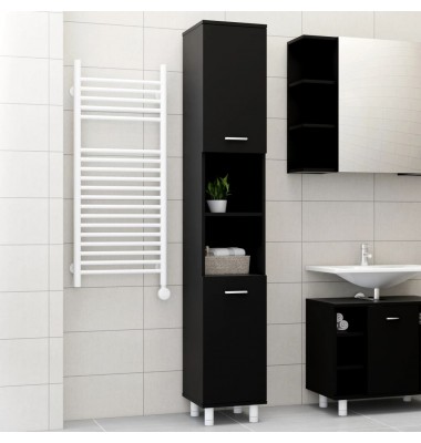 Vonios kambario spintelė, juodos spalvos, 30x30x179cm, MDP - Vonios spintelės, veidrodžiai - 1