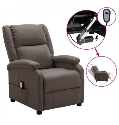  Elektrinis atlošiamas masažinis krėslas, rudas, dirbtinė oda - Masažiniai krėslai - 1