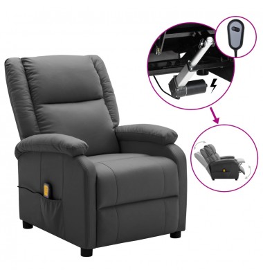  Elektrinis atlošiamas masažinis krėslas, pilkas, dirbtinė oda - Masažiniai krėslai - 1