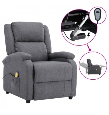  Elektrinis atlošiamas masažinis krėslas, pilkas, audinys - Masažiniai krėslai - 1