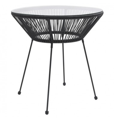  Sodo valgomojo stalas, juodas, 70x74cm, ratanas ir stiklas - Lauko stalai, staliukai - 1
